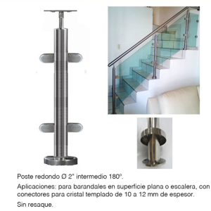 POSTE REDONDO BARANDAL 1.05mts 4 CLIPS