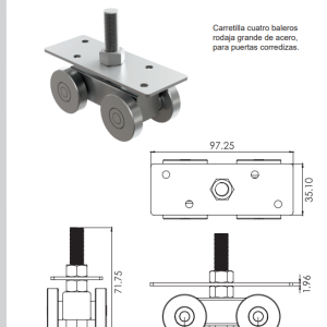 CARRETILLA CARRITO 4 BALEROS RODAJA ACERO